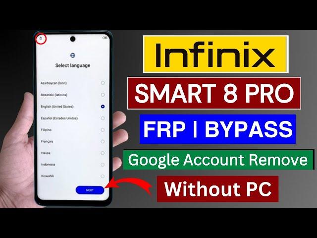Infinix Smart 8 Pro (X6525B) Frp Bypass/Unlock Without PC | Google Account Bypass 2024