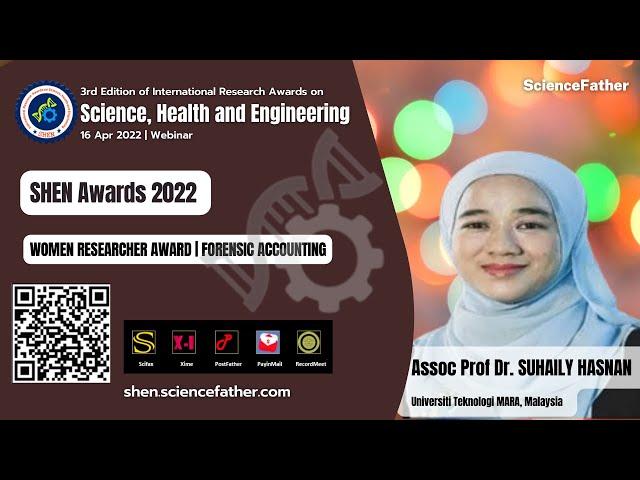 Assoc Prof Dr Suhaily Hasnan,  Women Researcher Award, Universiti Teknologi MARA, Malaysia