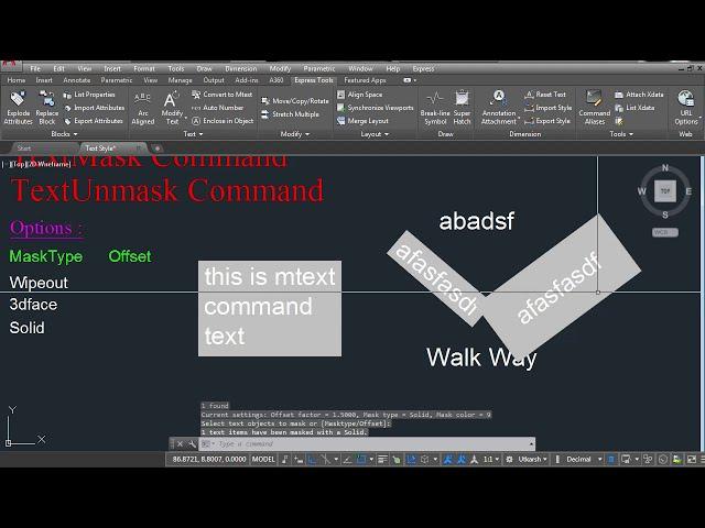 TextMask & Unmask Command In AutoCAD In Hindi