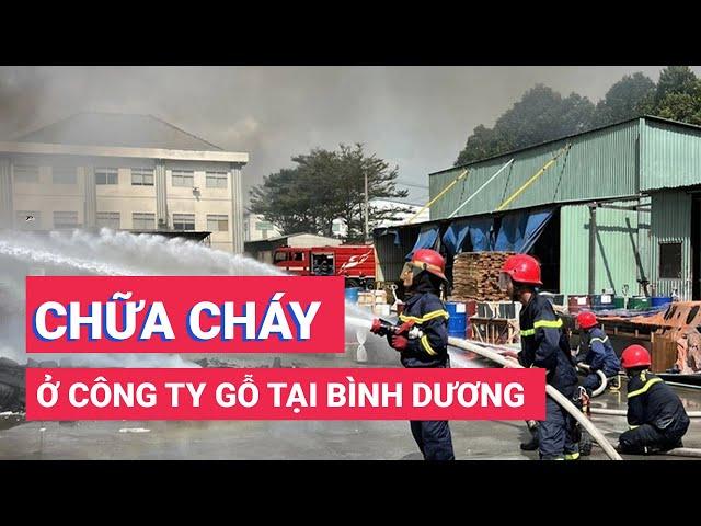 90 cảnh sát chữa cháy ở công ty gỗ tại Bình Dương