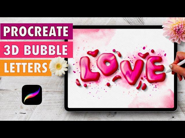 Cute 3D Bubble Lettering in Procreate 