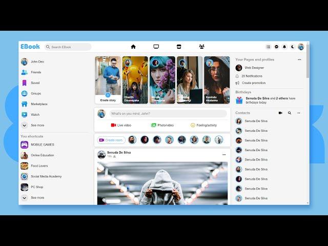 How To Make A  Facebook Clone Design Using | HTML & CSS