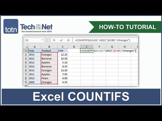 How to use the COUNTIFS function in Excel