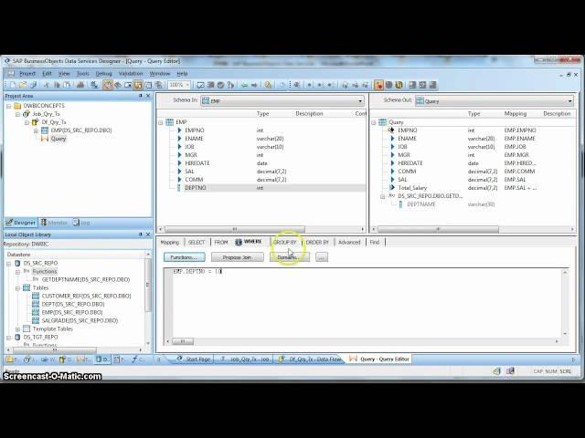 BODS Tutorial 008: Query Transform in Data Services