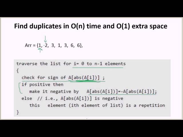 Find duplicates in O(n) time and O(1) extra space | GeeksforGeeks