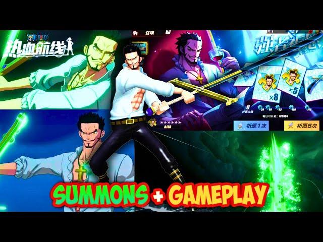 Dracule Mihawk V2 Summons + Gameplay in One Piece Fighting Path | OPFP