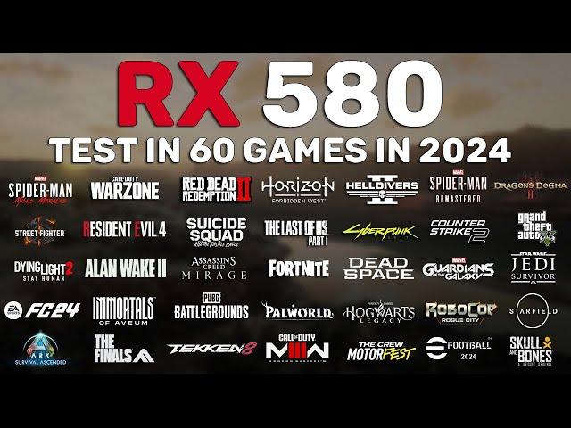 RX 580 Test in 60 Games in 2024 - FSR 2 & FSR 3 FG OFF/ON