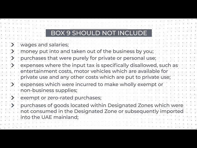 FTA | VAT on Expenses and All Other Inputs – Box 9