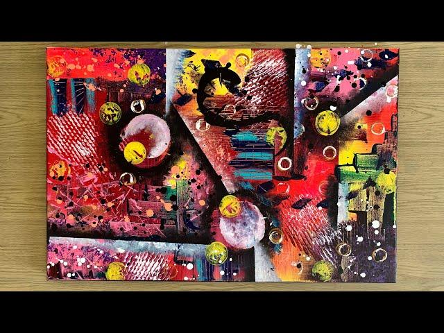 Abstract Painting In Acrylics | Painting Techniques | Satisfying Inspirational Art Demonstration