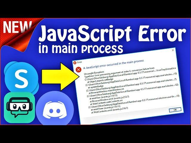 A Javascript Error occurred in the main process Windows 10 \ 8 \ 7 Fixed (English)