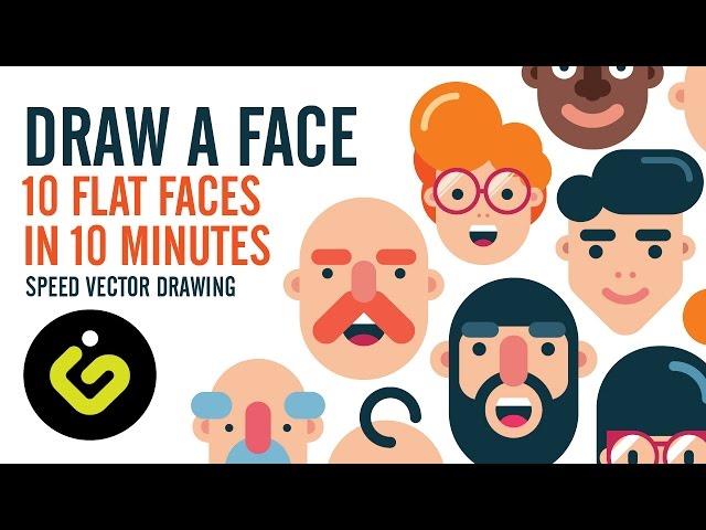 How To Draw A Face, 10 Flat Design Characters in 10 Minutes, Speed Drawing in Adobe Illustrator