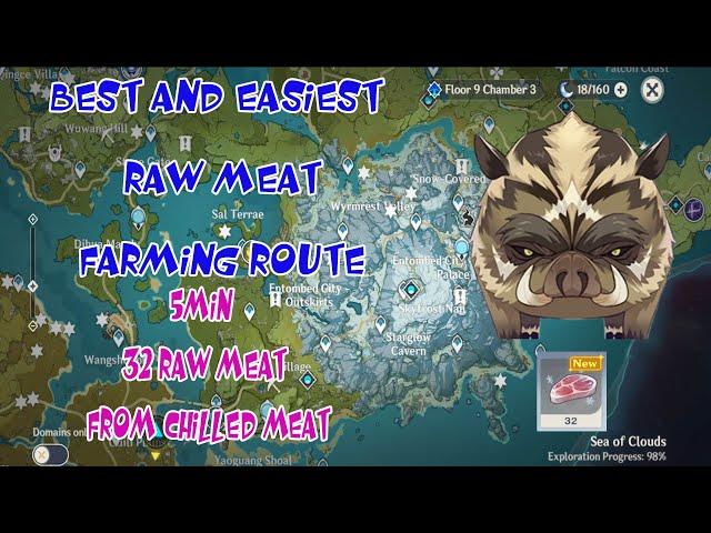 Best and Easiest Raw Meat Farming Route | 5 minutes | 32 Raw Meat from  Chilled Meat