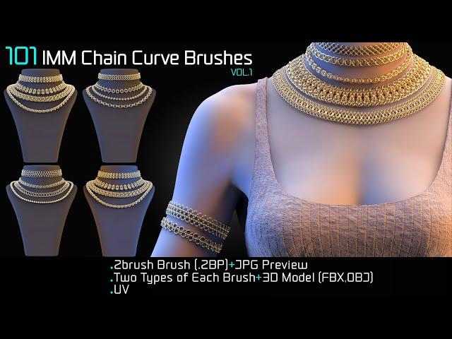 "101 IMM Chain Curve Brushes for ZBrush – Vol-1