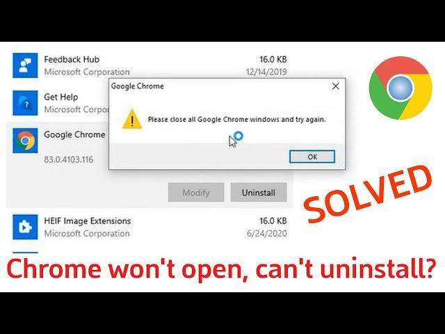 Fix: chrome won't open and can't uninstall ? Uninstall Chrome