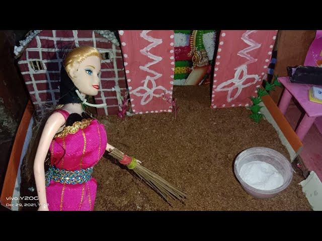 Miniature morning routine I barbie cleaning routine I Miniature's village home cleaning routine