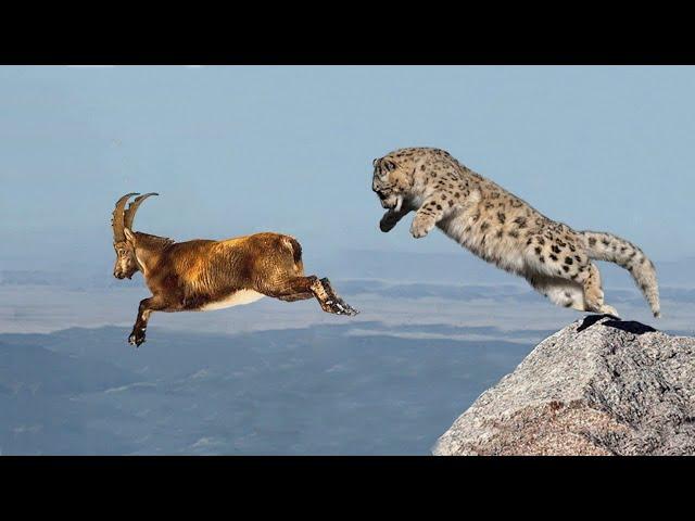 Snow Leopard vs Mountain Goat   Most Fascinating Wildcat Moments in the Wild   Amazing Footage