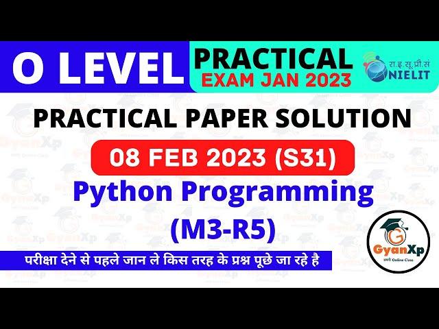 O Level Practical Paper Solution Exam JAN 2023 || Python Programming  (M3-R5) Practical Paper