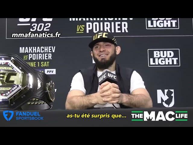 L'interview d'Islam Makhachev après son combat contre Dustin Poirier (traduction française)