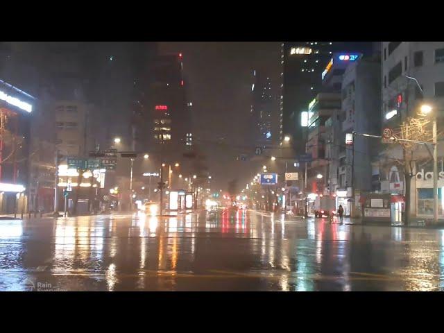 9 Hours Mega Dose of Ultra Rain Walk. Calm Your Brain Down. Seoul Korea. Relaxing Sound for Sleep
