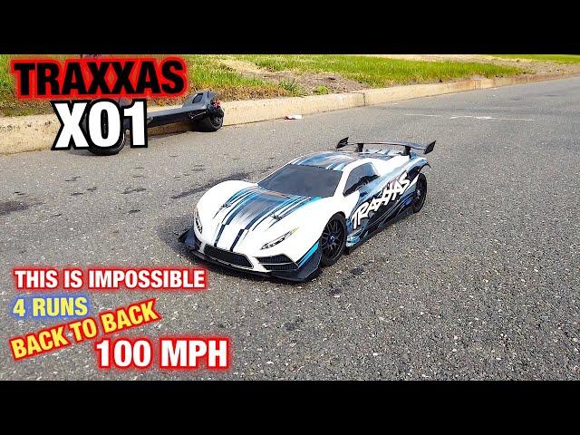 Traxxas XO1 Stock The 100 MPH speed run Back to back 4 runs  No one can do this, but TRY IT