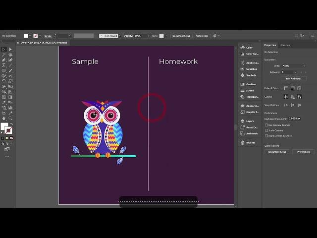 Adobe illustrator course from beginner to advanced Lecture #20 (make owl)