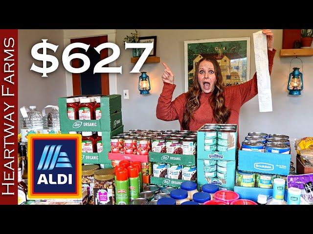 Our BIGGEST Aldi Haul EVER! HUGE grocery stock up for winter | Heartway Farms