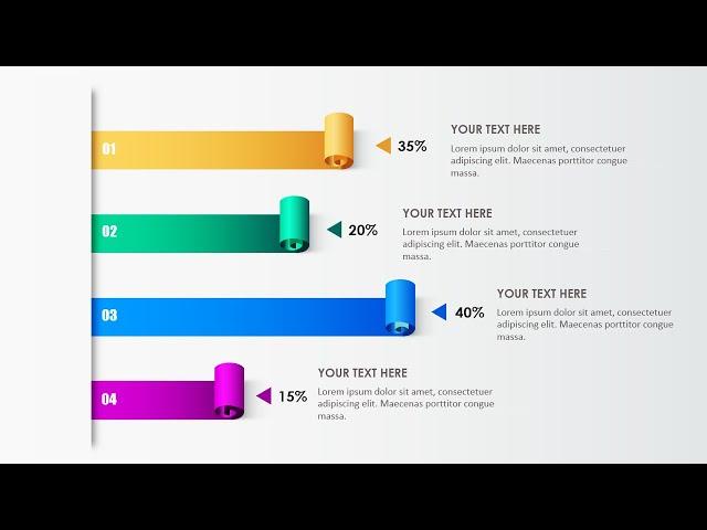 Create 4 Options Folded Paper Infographic Bar Chart design in PowerPoint | Free PPT