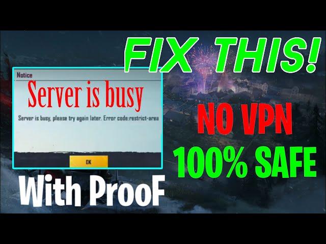 FIX PUBG Server Is Busy Please Try Again Later | PUBG Mobile Restrict Area Error Solved