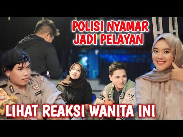 PRANK SHOLAWAT‼️ POLISI NYAMAR JADI PELAYAN CAFE  LIHAT REAKSI WANITA  INI ....???