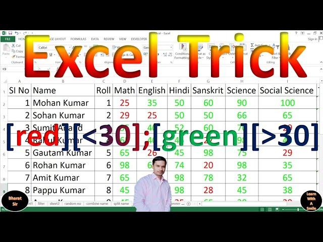 Excel Trick - How to Change Font Colour Automatically Based on Value
