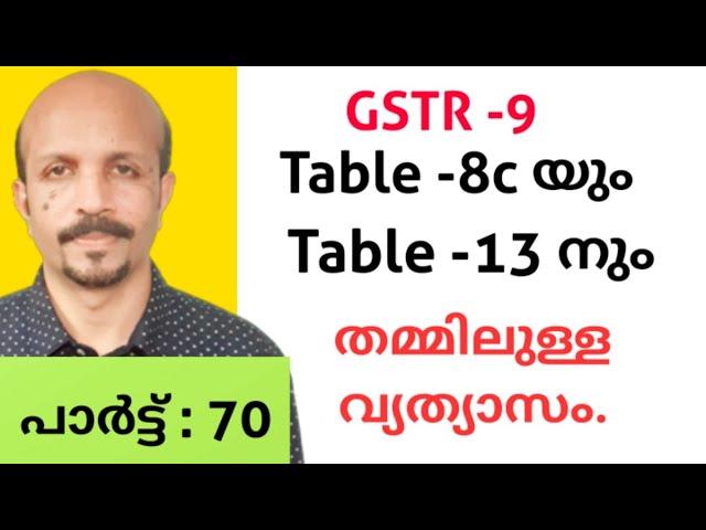 GSTR-9, Table-8C and Table-13  തമ്മിലുള്ള  വ്യത്യാസം  # Malayalam video # മറക്കാതെ കാണുക .