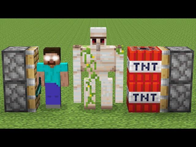 herobrine + iron golem + tnt = ?