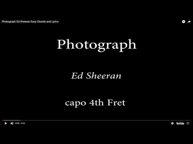 Photograph - Ed Sheeran Easy Chords and  Lyrics (4th fret)