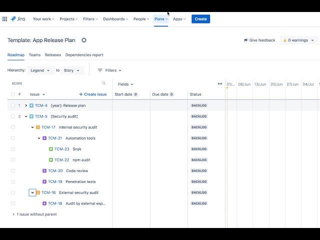 How to fill in the plans from templates in Advanced Roadmaps using Issue Templates for Jira Cloud