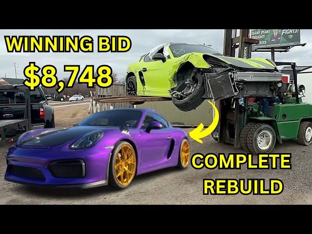 REBUILDING A WRECKED PORSCHE CAYMAN IN 25 MINS OR LESS