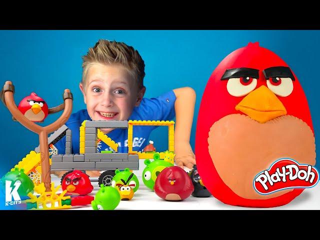 Little Flash Opens Angry Birds Play-Doh Surprise Eggs