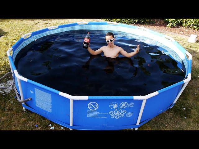 Taking a Bath in a Giant 1,500 Gallon Coca-Cola Swimming Pool!