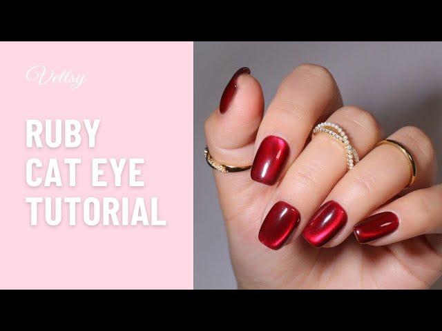 Vettsy Ruby Cat Eye Nail Set Step By Step Tutorial