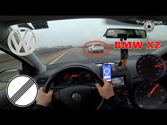 2006 VW Golf MK5 1.4 80HP TOP SPEED on German no Limit Autobahn POV