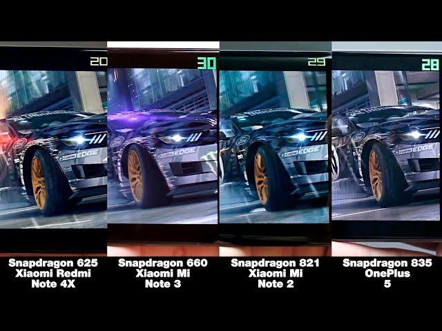 Snapdragon 625 vs 660 vs 821 vs 835! БОЛЬШОЕ СРАВНЕНИЕ В ИГРАХ! FPS + НАГРЕВ!