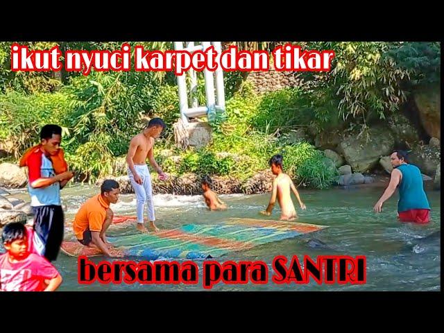 aktifitas santri desa keseruan mandi di sungai (keindahan alam Indonesia) #anaksantriindonesia