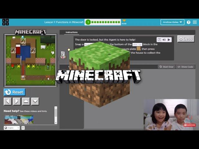 How to Code MINECRAFT in Code.org: Course F Lesson 1: Functions in Minecraft Puzzle 1