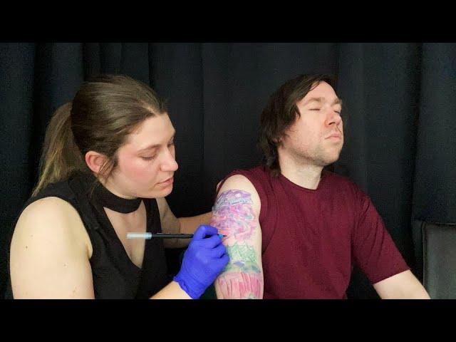 [ASMR Real Person] Tingly Tattoo Arm Drawing on a Client