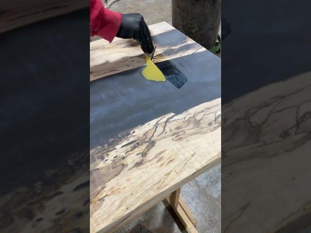 Spalted Maple Coffee Table with Dark Blue Epoxy