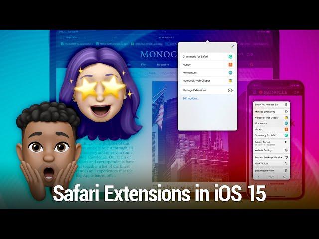 Safari Extensions in iOS 15 - Achoo, Amplosion, 1Password, Noir, 1Blocker, and more