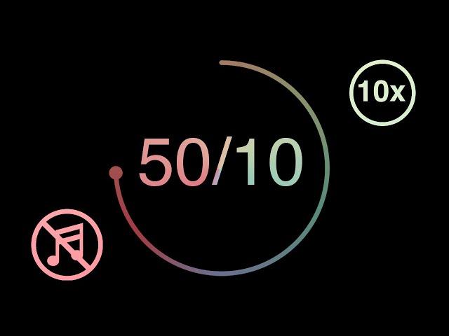 50 Minute Pomodoro Timer / 10 Minute Break - Pastel Dark Mode - Repeats 10x - Study & Focus Timer