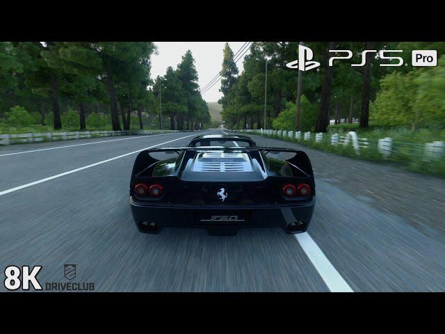 Driveclub: Gameplay on 8K Mode PS5 Pro & Ferrari F50 at Lake Shoji