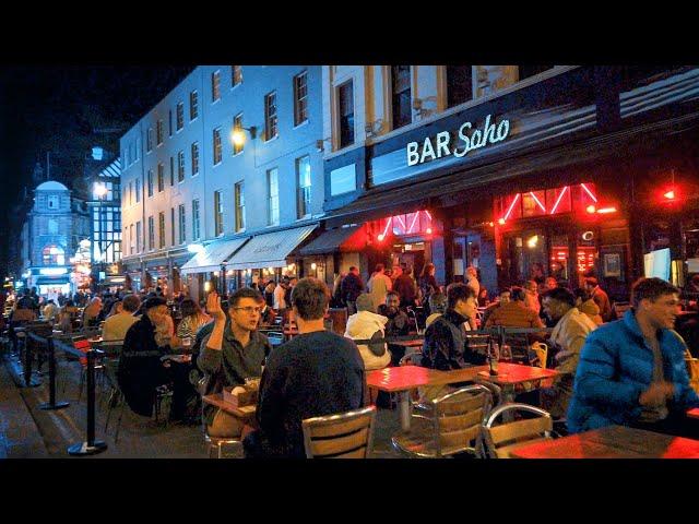 Walking Lively London Soho and West End Streets at Night, City After Dark