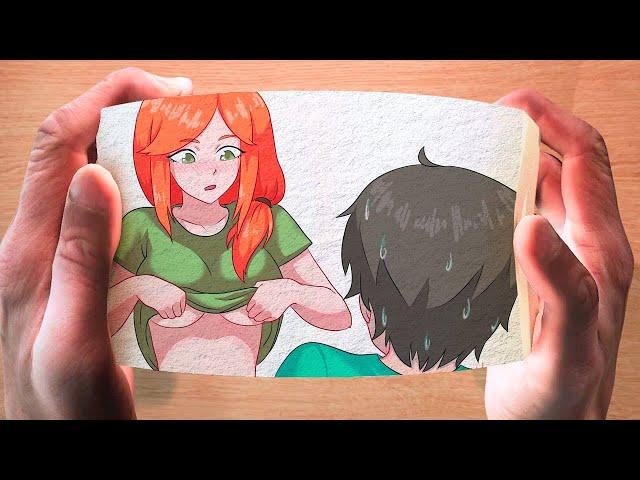 Alex and Steve Moment | Minecraft | Anime Flipbook #2 | MOMX Art