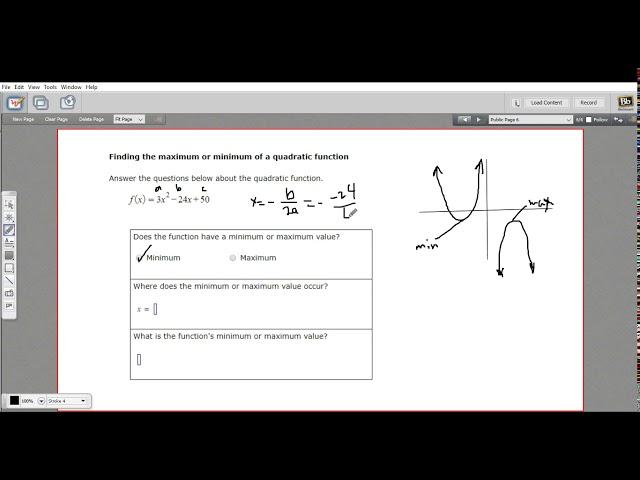 Finding the maximum or minimum of a quadratic function